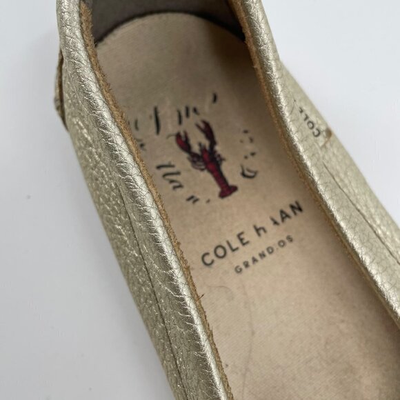 Cole Haan Grand OS Gold Metallic Leather Slip On Loafers Womens Size 9.5B - Picture 5 of 8
